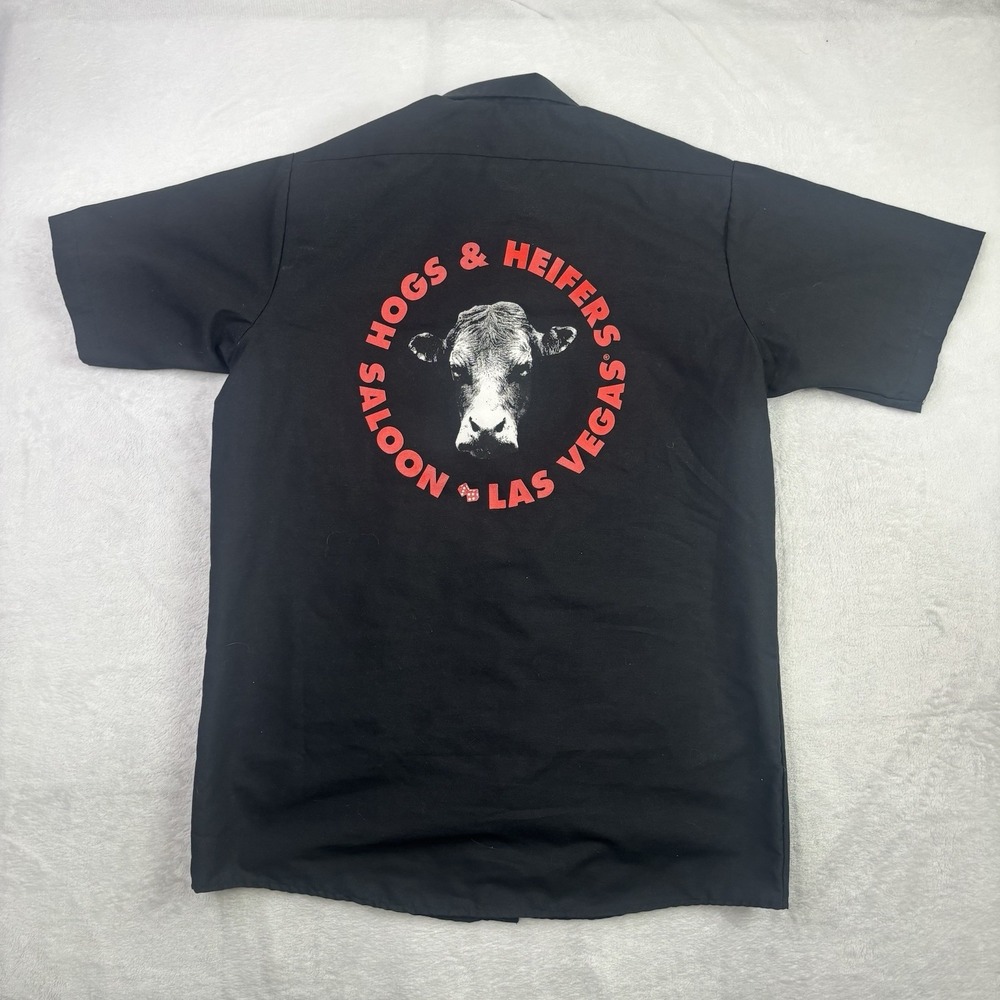 Hogs & Heifers Saloon Las Vegas Coyote Ugly Black Button UP SS Collared Shirt MD